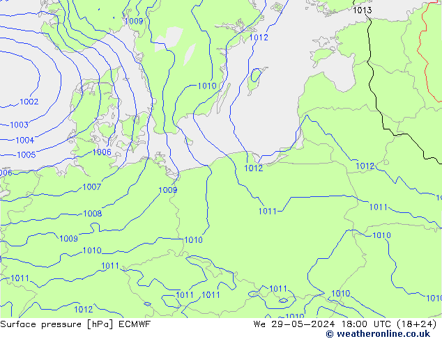 Yer basıncı ECMWF Çar 29.05.2024 18 UTC