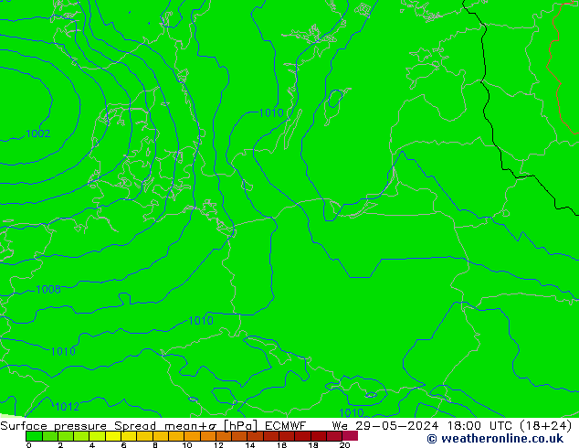 приземное давление Spread ECMWF ср 29.05.2024 18 UTC