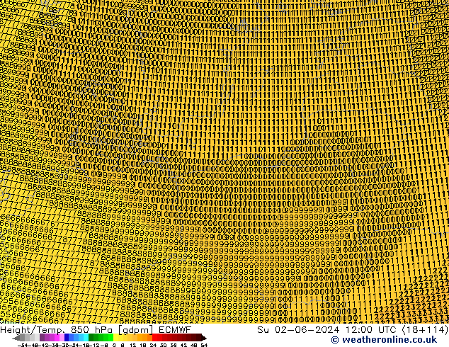 Height/Temp. 850 hPa ECMWF Su 02.06.2024 12 UTC