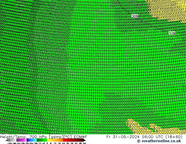 Height/Temp. 700 hPa ECMWF Fr 31.05.2024 06 UTC