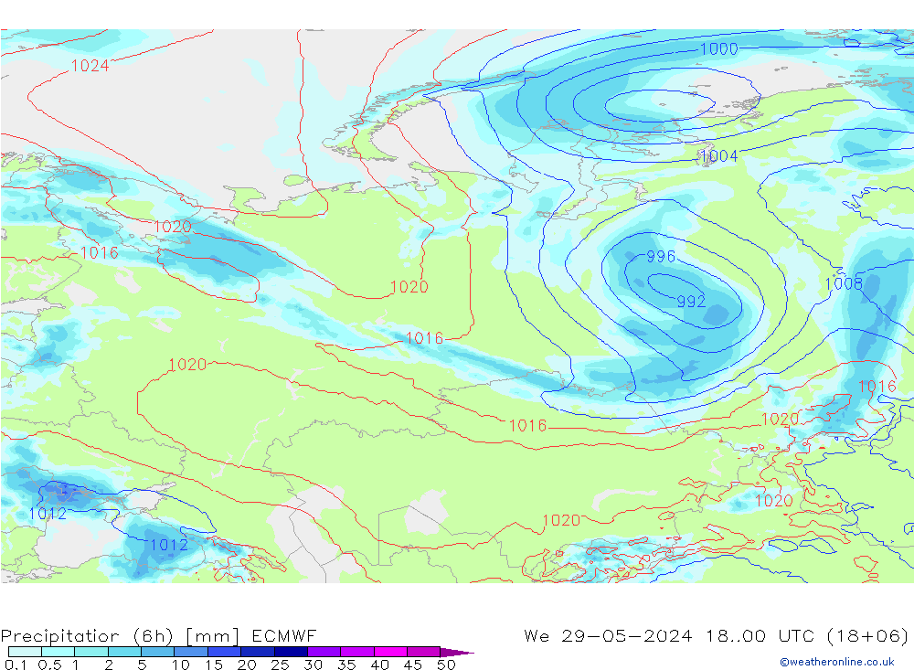 Nied. akkumuliert (6Std) ECMWF Mi 29.05.2024 00 UTC