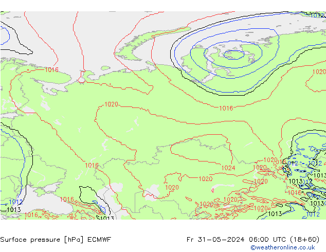 Luchtdruk (Grond) ECMWF vr 31.05.2024 06 UTC