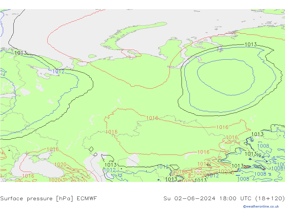 Luchtdruk (Grond) ECMWF zo 02.06.2024 18 UTC