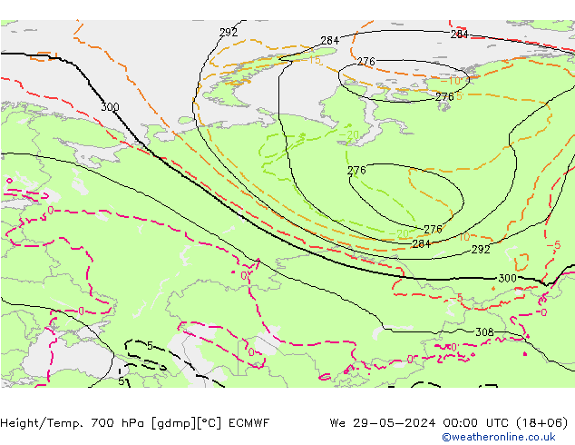Yükseklik/Sıc. 700 hPa ECMWF Çar 29.05.2024 00 UTC