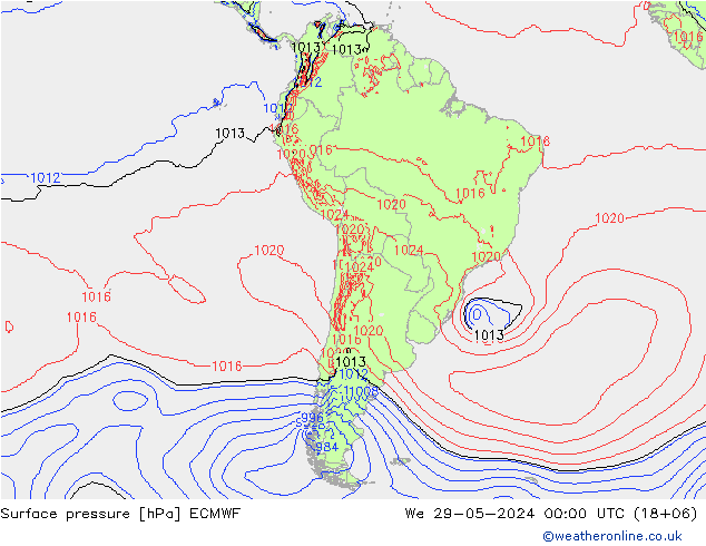 pression de l'air ECMWF mer 29.05.2024 00 UTC