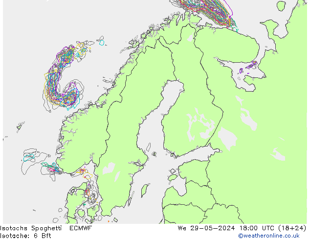 Isotachen Spaghetti ECMWF wo 29.05.2024 18 UTC