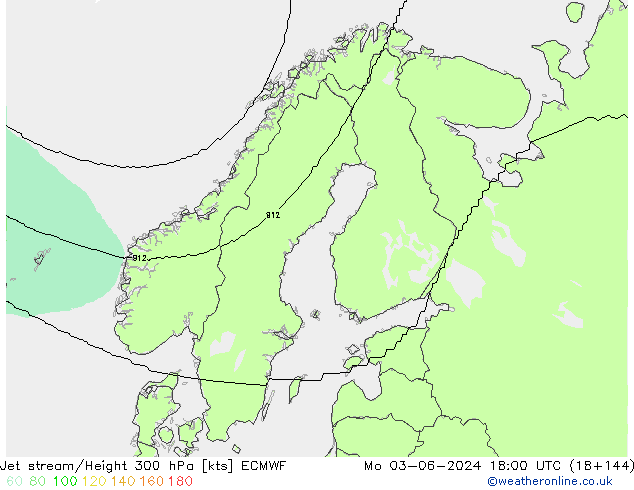 高速氣流 ECMWF 星期一 03.06.2024 18 UTC