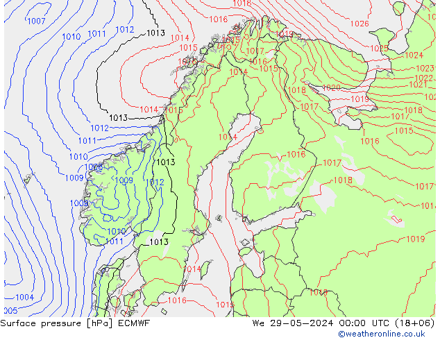 Surface pressure ECMWF We 29.05.2024 00 UTC