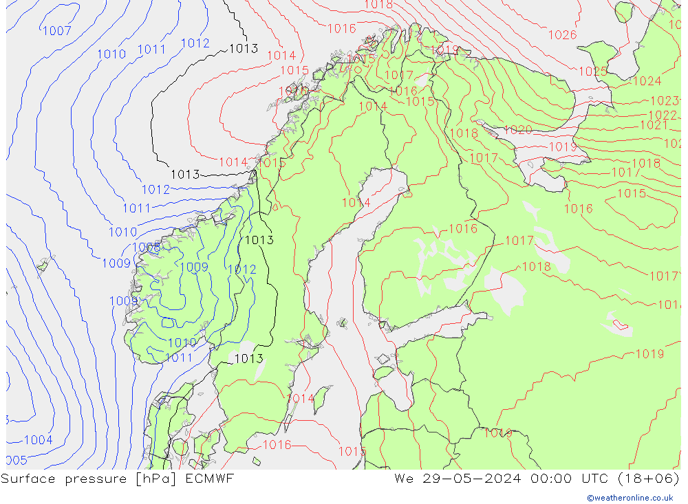 地面气压 ECMWF 星期三 29.05.2024 00 UTC