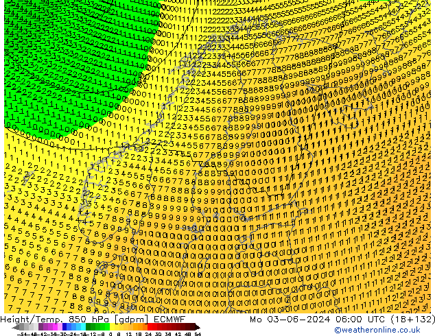 Height/Temp. 850 hPa ECMWF Seg 03.06.2024 06 UTC