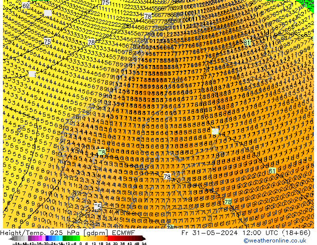 Height/Temp. 925 hPa ECMWF  31.05.2024 12 UTC