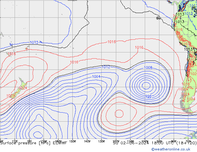 Pressione al suolo ECMWF dom 02.06.2024 18 UTC