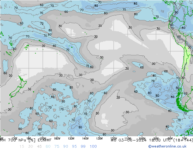 RH 700 hPa ECMWF Mo 03.06.2024 18 UTC