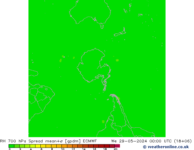 RH 700 hPa Spread ECMWF We 29.05.2024 00 UTC