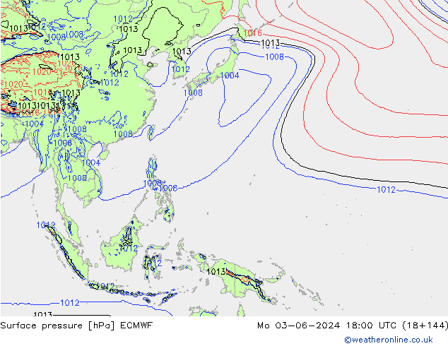 Pressione al suolo ECMWF lun 03.06.2024 18 UTC