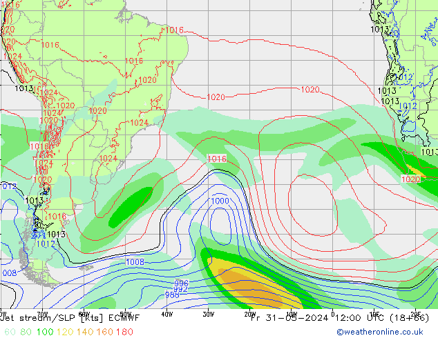 Jet Akımları/SLP ECMWF Cu 31.05.2024 12 UTC