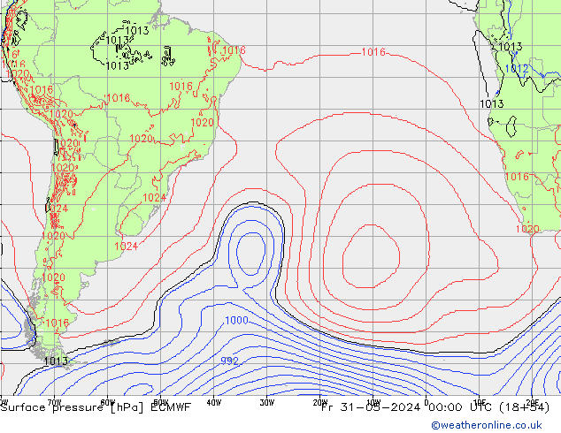 Surface pressure ECMWF Fr 31.05.2024 00 UTC