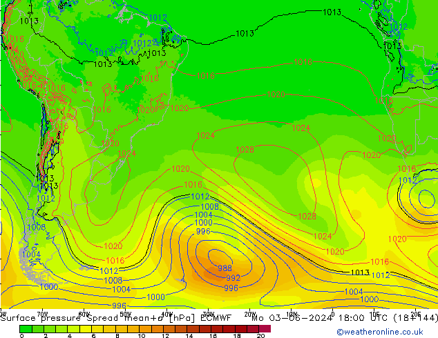 Yer basıncı Spread ECMWF Pzt 03.06.2024 18 UTC