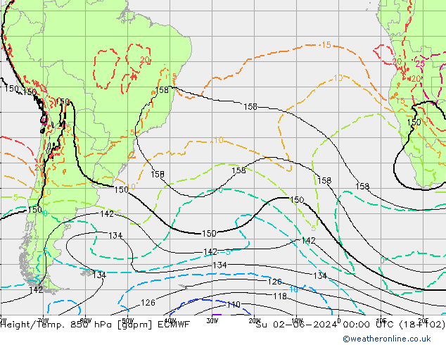 Height/Temp. 850 hPa ECMWF dom 02.06.2024 00 UTC