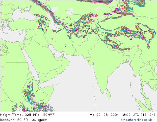 Height/Temp. 925 hPa ECMWF Qua 29.05.2024 18 UTC