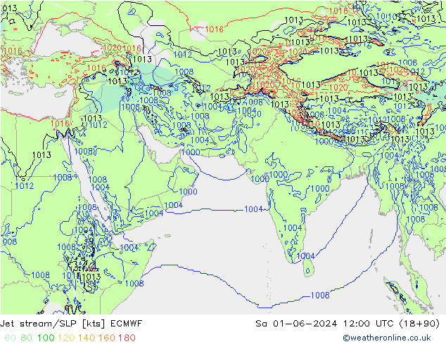 Jet Akımları/SLP ECMWF Cts 01.06.2024 12 UTC