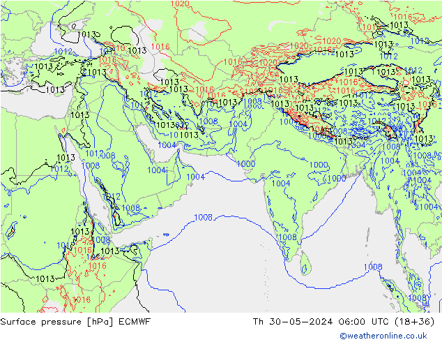 pression de l'air ECMWF jeu 30.05.2024 06 UTC