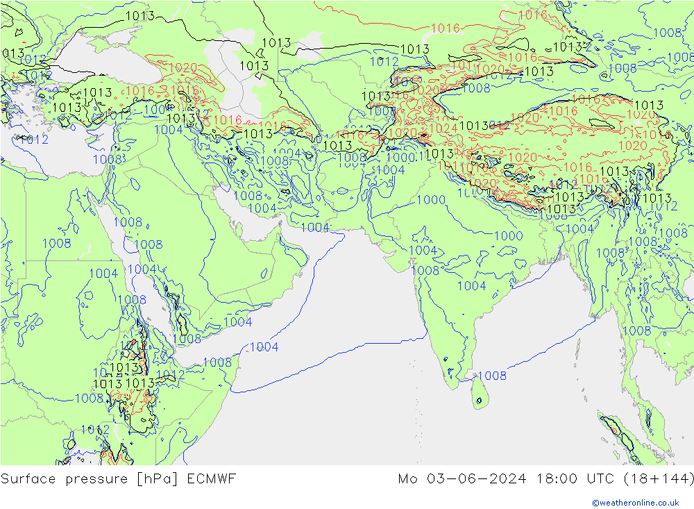 Surface pressure ECMWF Mo 03.06.2024 18 UTC