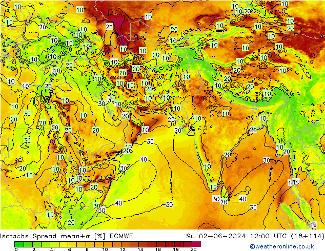 Isotachs Spread ECMWF Ne 02.06.2024 12 UTC