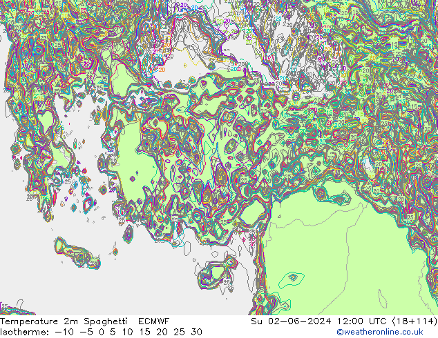 mapa temperatury 2m Spaghetti ECMWF nie. 02.06.2024 12 UTC