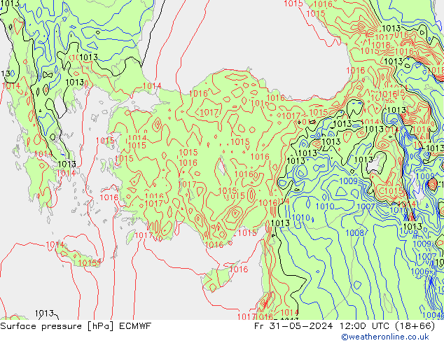 Pressione al suolo ECMWF ven 31.05.2024 12 UTC