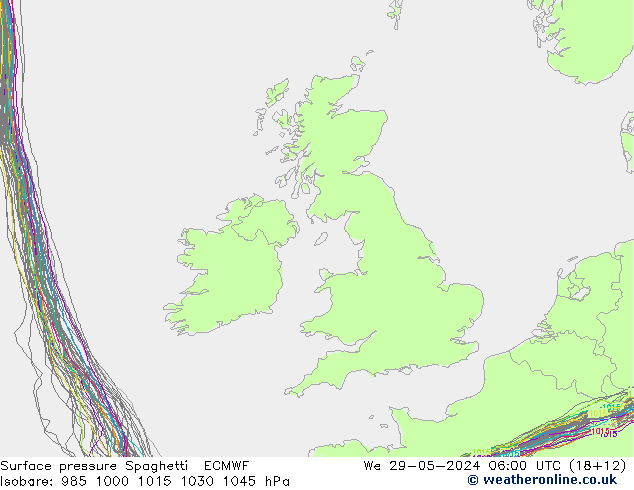 Atmosférický tlak Spaghetti ECMWF St 29.05.2024 06 UTC