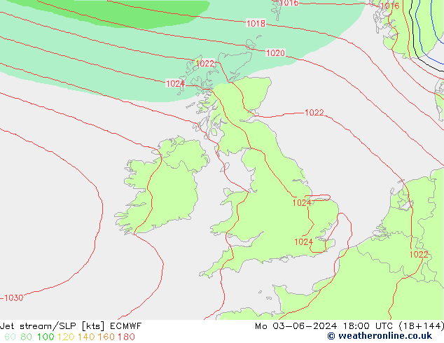 Straalstroom/SLP ECMWF ma 03.06.2024 18 UTC