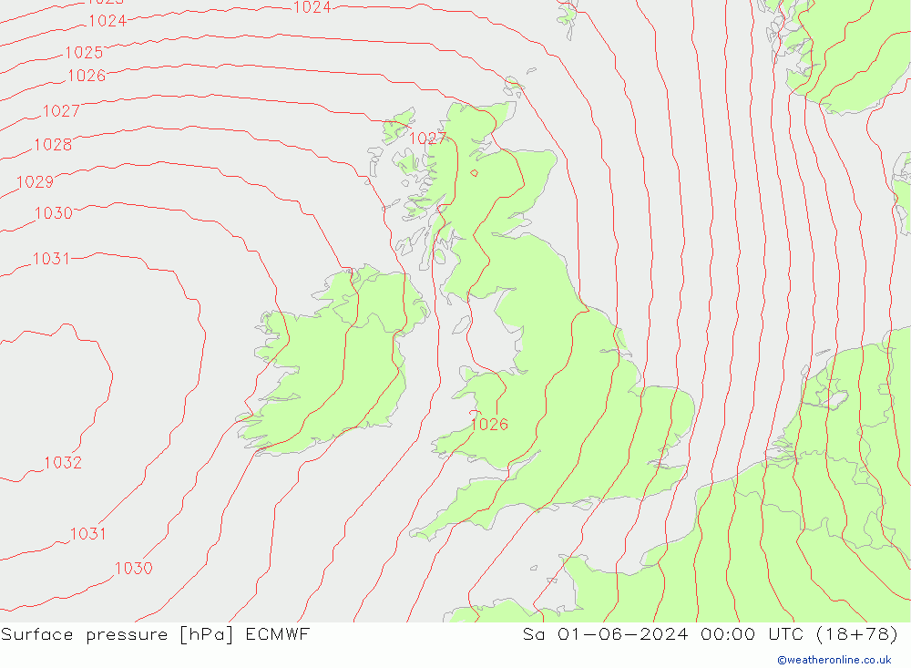 Pressione al suolo ECMWF sab 01.06.2024 00 UTC