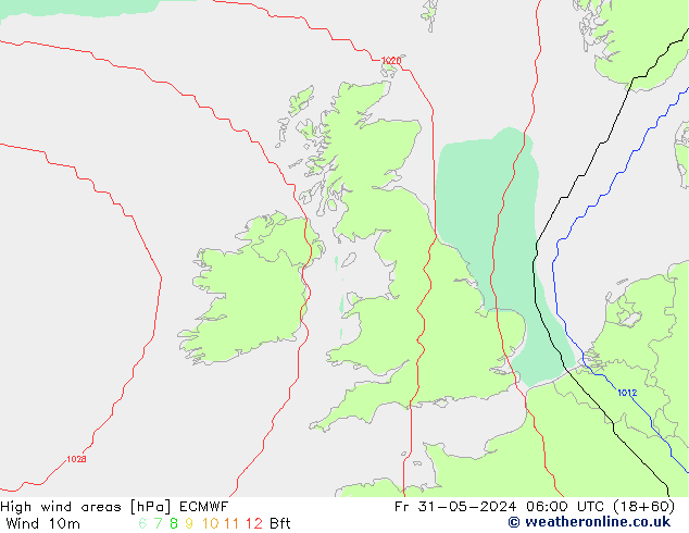 High wind areas ECMWF  31.05.2024 06 UTC