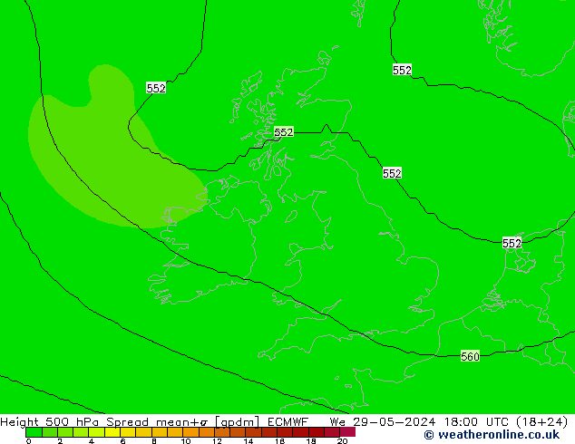 Hoogte 500 hPa Spread ECMWF wo 29.05.2024 18 UTC