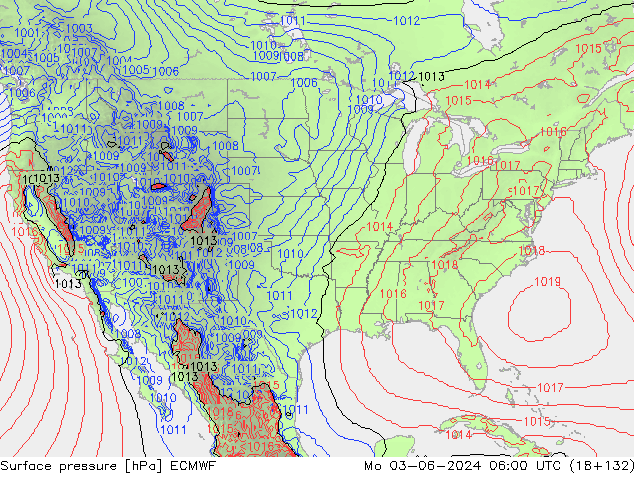 Surface pressure ECMWF Mo 03.06.2024 06 UTC