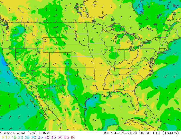 Surface wind ECMWF We 29.05.2024 00 UTC