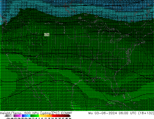 Height/Temp. 500 hPa ECMWF Mo 03.06.2024 06 UTC