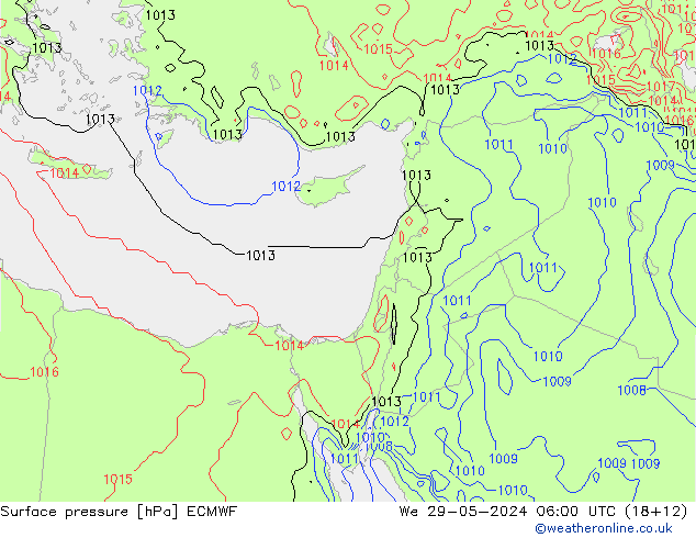 Atmosférický tlak ECMWF St 29.05.2024 06 UTC