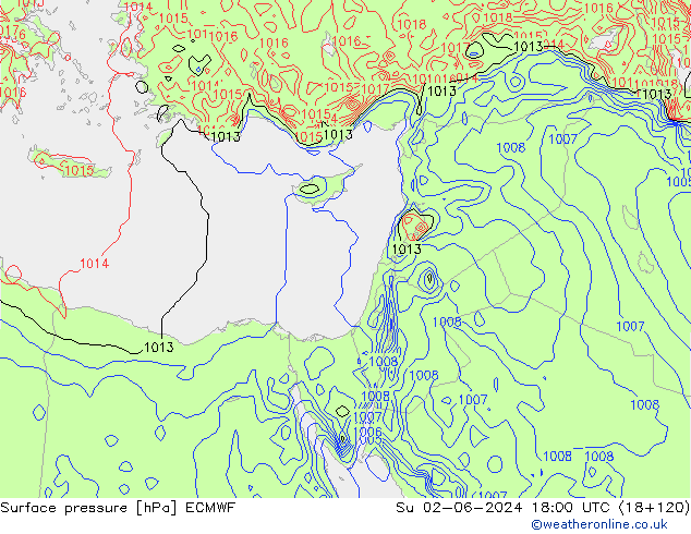 pression de l'air ECMWF dim 02.06.2024 18 UTC