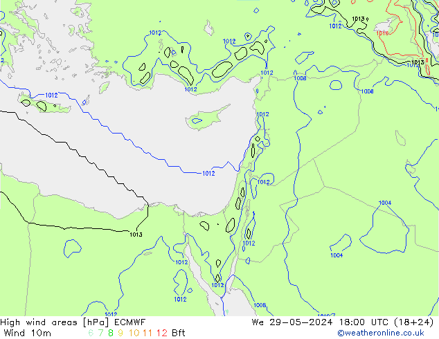 High wind areas ECMWF ср 29.05.2024 18 UTC