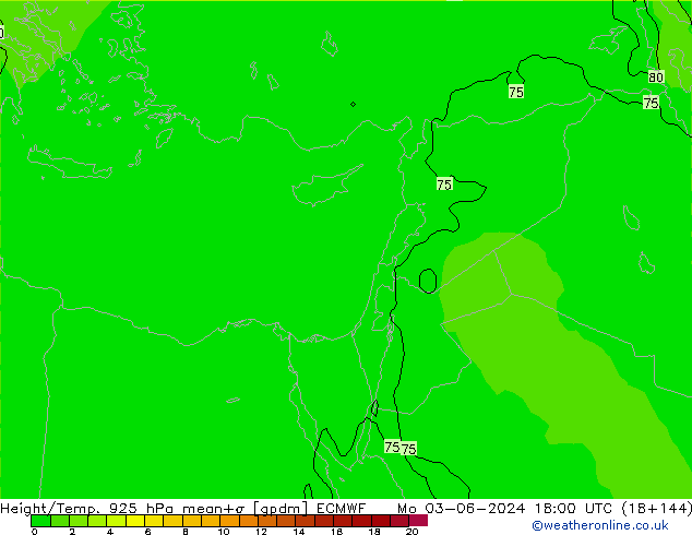 Yükseklik/Sıc. 925 hPa ECMWF Pzt 03.06.2024 18 UTC