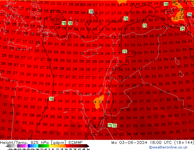 Height/Temp. 925 hPa ECMWF  03.06.2024 18 UTC