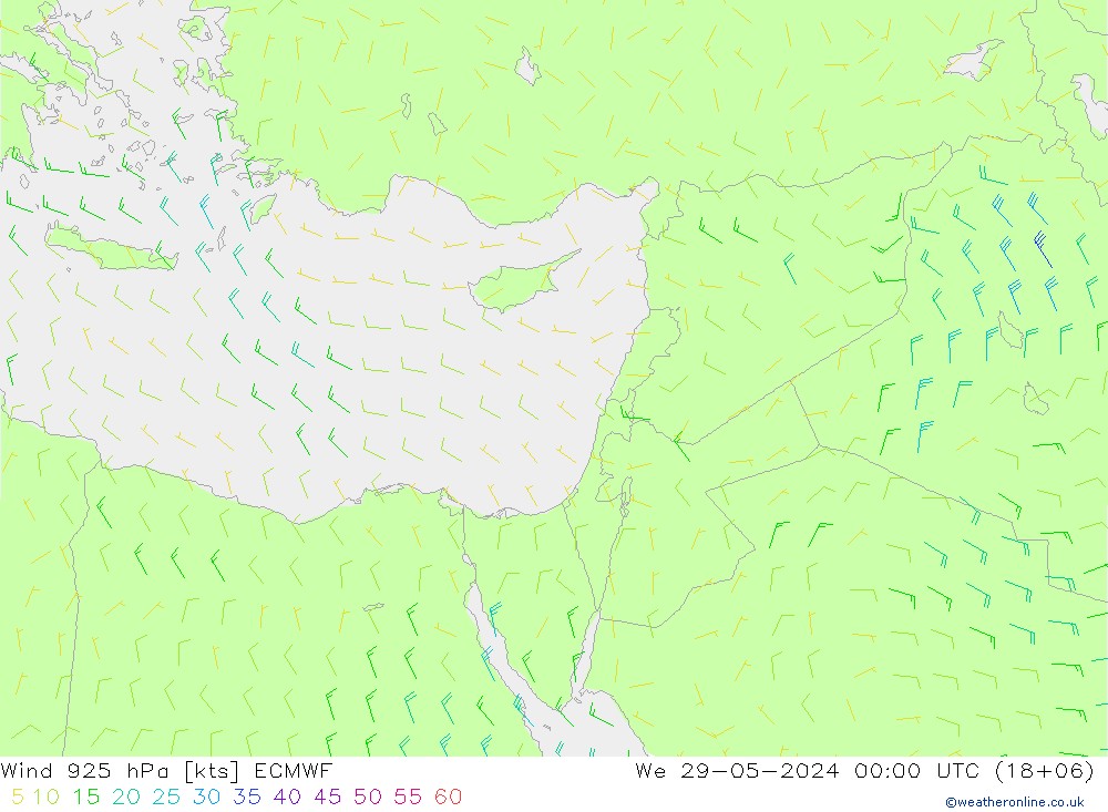 ветер 925 гПа ECMWF ср 29.05.2024 00 UTC