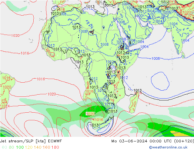 Jet stream ECMWF Seg 03.06.2024 00 UTC