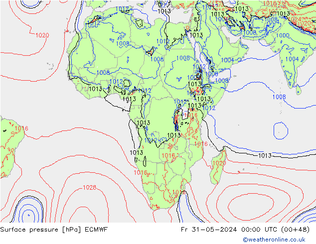 Surface pressure ECMWF Fr 31.05.2024 00 UTC