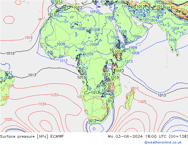 Luchtdruk (Grond) ECMWF ma 03.06.2024 18 UTC