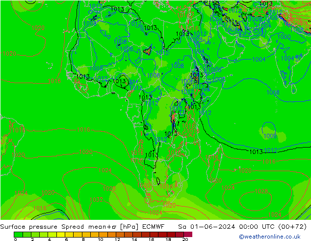 Bodendruck Spread ECMWF Sa 01.06.2024 00 UTC