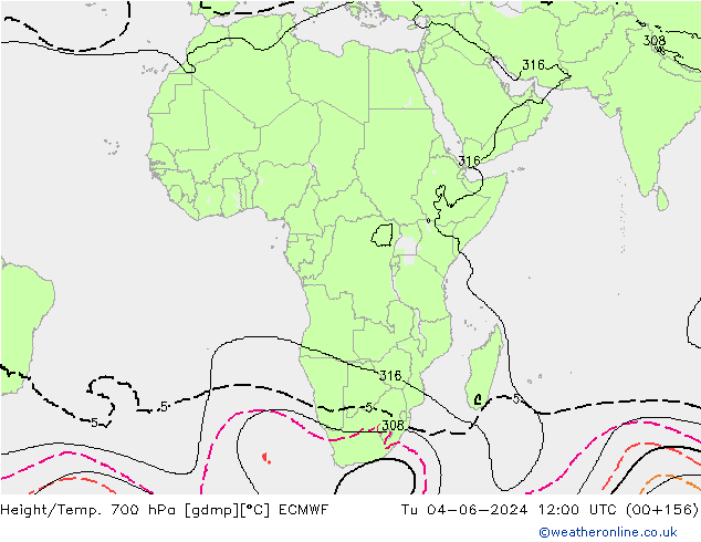 Height/Temp. 700 hPa ECMWF  04.06.2024 12 UTC