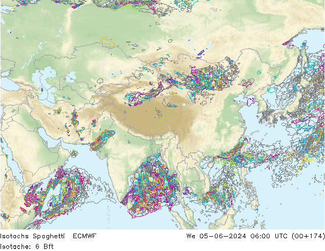 Isotachs Spaghetti ECMWF  05.06.2024 06 UTC